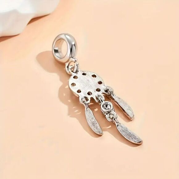 NIB - Heart Dream Catcher Charm with Multicolor Rhinestones - Picture 4 of 4